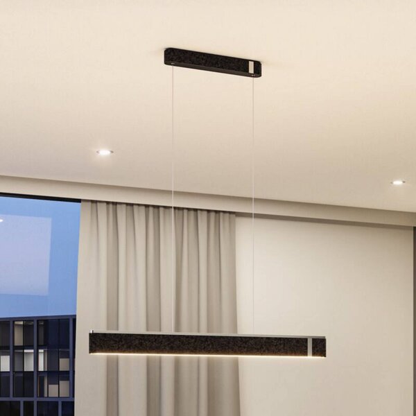 Paulmann Smart Lampada LED a sospensione Jagun, antracite, 100 cm, feltro dimmerabile, Alluminio / Grigio / Zincato, Soggiorno / Sala da pranzo, Tessuto / Stoffa / Seta, Moderno