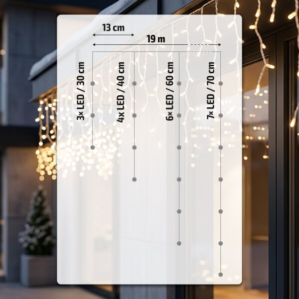 BRILAGI - Catena luminosa natalizia LED da esterno 720xLED/8 funzioni 24m IP44 bianco caldo a stalattiti