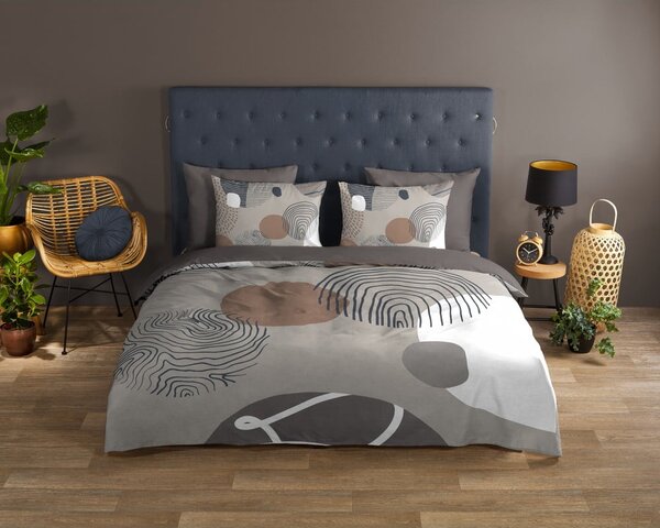 Set copripiumino e federa grigio in cotone per letto singolo ed esteso 140x220 cm Hendrik – Good Morning