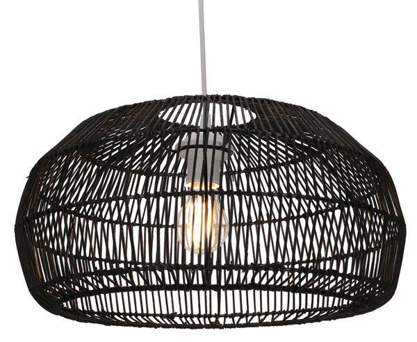 Lampada da soffitto / lampada a sospensione, realizzata a mano a Bali con materiali naturali, rattan - Modello Rovaniemi, nero, bambù, 23*45*45 cm, lampade a sospensione in materiali naturali