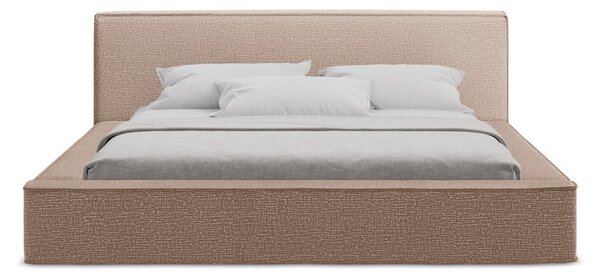 Letto matrimoniale imbottito rosa chiaro con contenitore e rete inclusi 180x200 cm Noho – Makamii