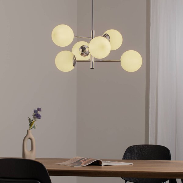 Lampada a sospensione in vetro Aurora Domiluce, dimmerabile, Cromo / Argento, Soggiorno / Sala da pranzo, Vetro, Lampada a sospensione