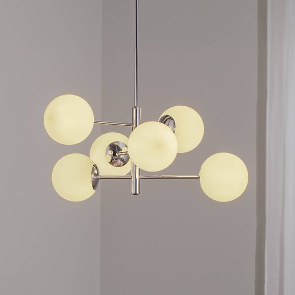 Lampada a sospensione in vetro Aurora Domiluce, dimmerabile, Cromo / Argento, Soggiorno / Sala da pranzo, Vetro, Lampada a sospensione