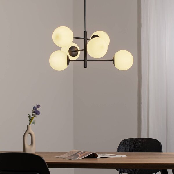 Lampada a sospensione in vetro Aurora Domiluce, dimmerabile, Nero, Soggiorno / Sala da pranzo, Vetro, Lampada a sospensione