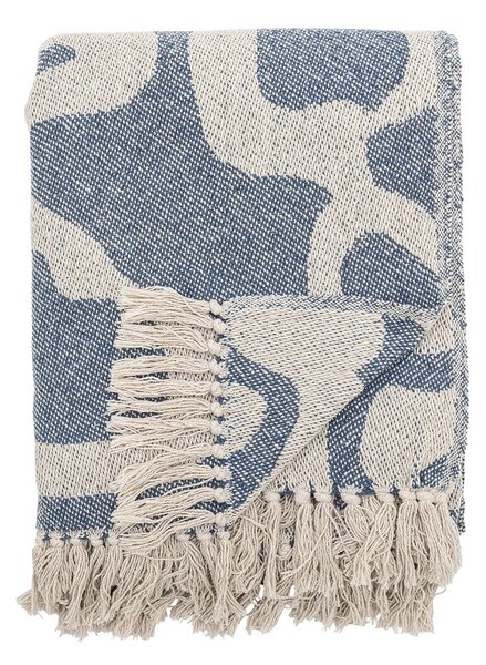 Coperta blu e beige in cotone riciclato 130x160 cm Salobre – Bloomingville