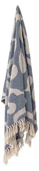 Coperta blu e beige in cotone riciclato 130x160 cm Salobre – Bloomingville