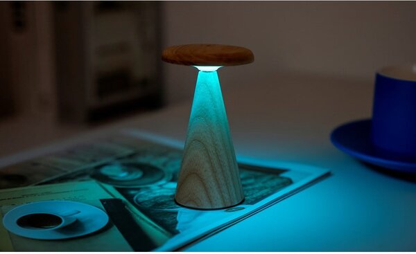 Lampada da tavolo LED di colore naturale con paralume in legno (altezza totale 14 cm) Sylva – Gingko