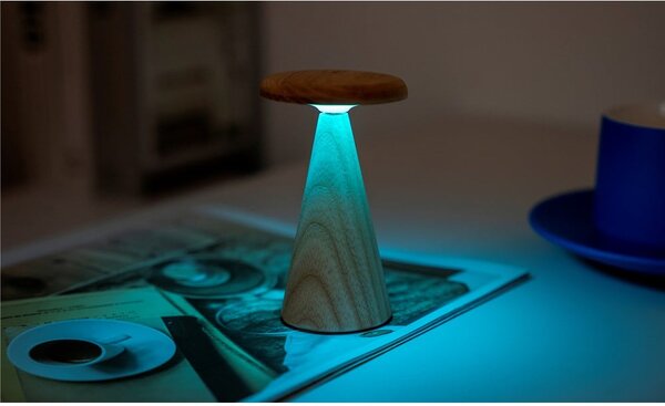 Lampada da tavolo LED di colore naturale con paralume in legno (altezza totale 14 cm) Sylva – Gingko