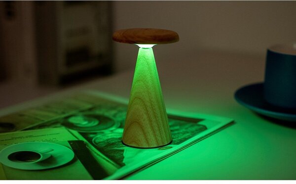 Lampada da tavolo LED di colore naturale con paralume in legno (altezza totale 14 cm) Sylva – Gingko