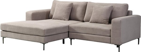 Home Deluxe Divano BELLANO Beige M 238 x 188 x 94 cm - Ottomana: sinistra | incl. cuscini decorativi Divano a coste, divano a L, divano angolare, tessuto a coste