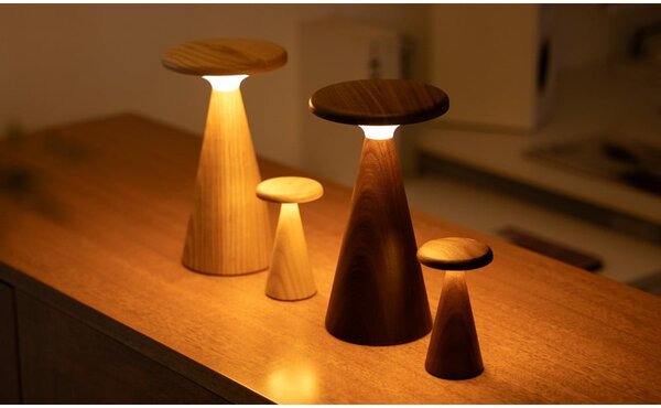 Lampada da tavolo LED di colore naturale con paralume in legno (altezza totale 14 cm) Sylva – Gingko