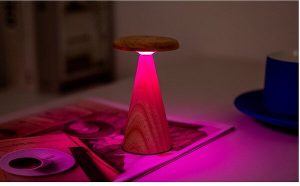 Lampada da tavolo LED di colore naturale con paralume in legno (altezza totale 14 cm) Sylva – Gingko