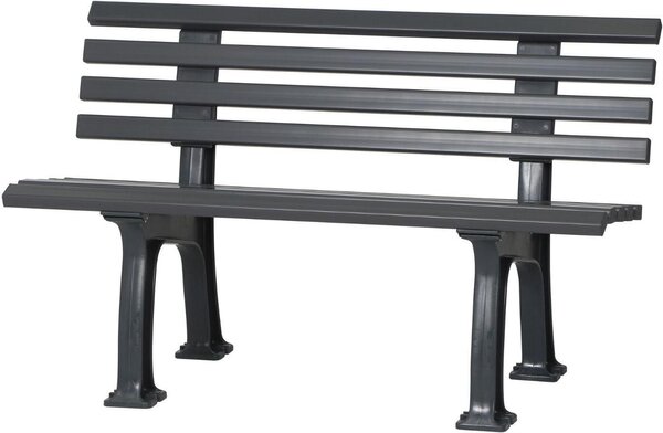 Panchina da giardino Antigua | 2 posti | Grigio grafite | HxLxP 74x120x54cm | Plastica resistente agli agenti atmosferici e ai raggi UV | Panchina da parco Panchina da esterno Balcone da giardino Terrazza