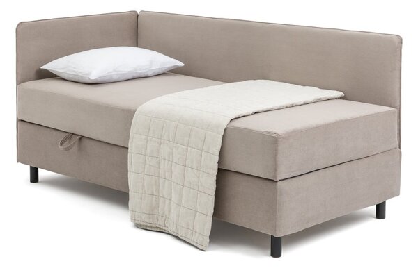 Letto singolo imbottito grigio tortora con contenitore con materasso incluso 120x200 cm Avela – Bonami Selection