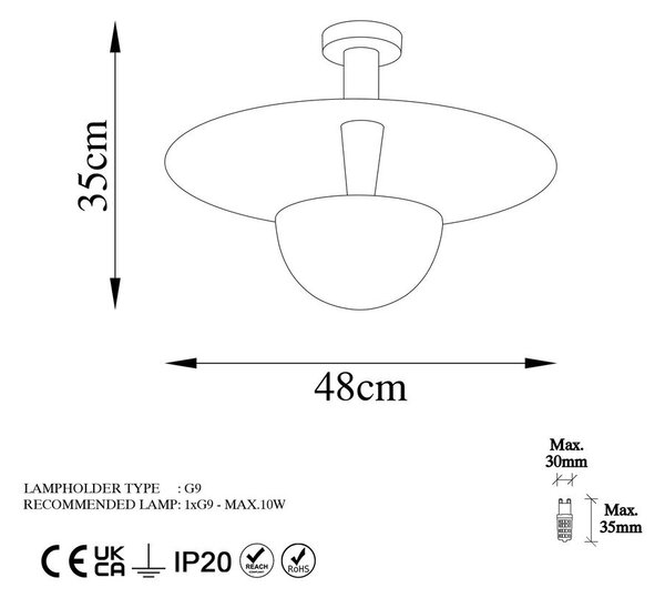 Plafoniera color rame con paralume in metallo ø 48 cm Kurt – Opviq lights