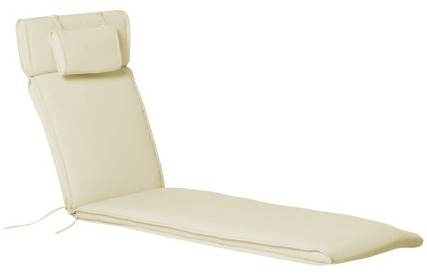 Outsunny Cuscino per Sdraio Lettino Prendisole da Giardino 198x53x5cm Bianco Crema|Aosom