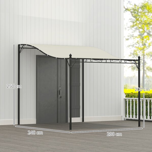 Outsunny Pergola Ricurva con 16 Fori di Drenaggio, in Metallo e Poliestere, 248x298x200/250 cm, Bianco Crema | Aosom Itay