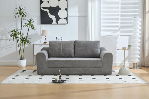Divano letto 2 in 1 da 179 cm – Futon pieghevole in grigio scuro, cuscini inclusi, design compatto, divano da pavimento e materasso da letto, 178x96x61,5 cm, per soggiorno e camera degli ospiti