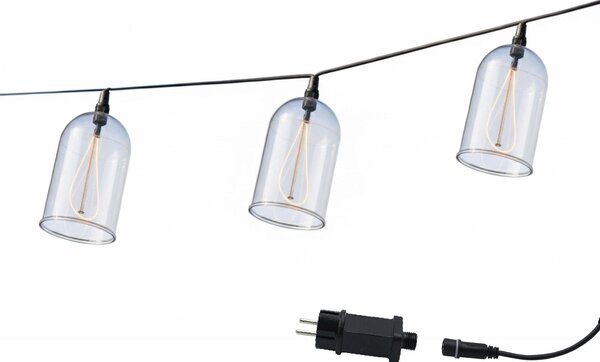 Catena luminosa da 15 metri con 8 campanelle a LED bianco caldo, marca GLOW LIGHT, per decorazioni