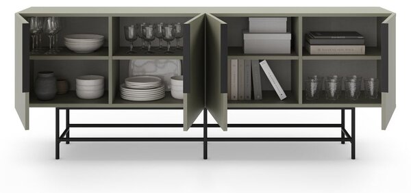 Cassettiera bassa grigio-verde 200x77,5 cm Eldia - Marckeric
