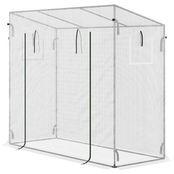 Serra in plastica 200x68x196 cm con porta scorrevole e finestra laterale, resistente al vento, acciaio e PE, ideale per piante da giardino
