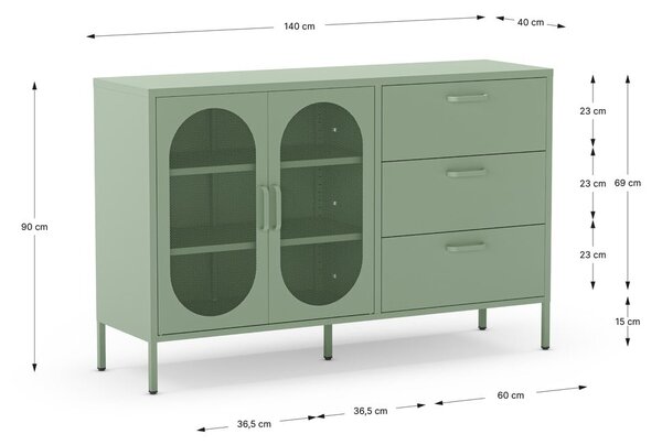 Cassettiera color menta 140x90 cm Diora - Marckeric