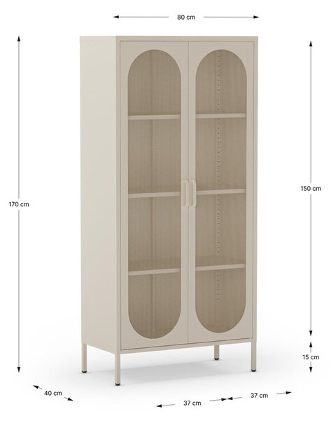 Armadietto color crema in metallo 80x170x40 cm Diora – Marckeric
