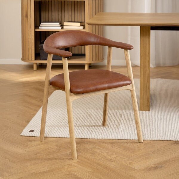 Sedia da pranzo marrone cognac/di colore naturale in similpelle Addi – Actona