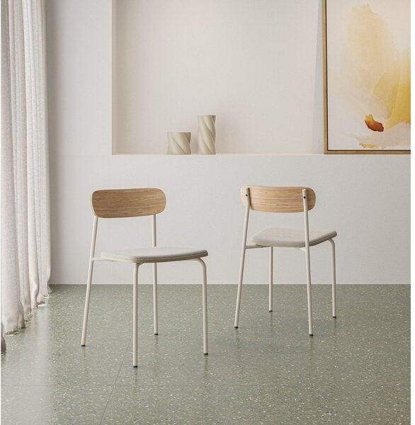 Set di 2 sedie da pranzo in colore beige-naturale Adriana - Marckeric