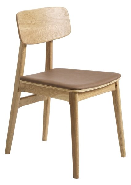 Sedia da pranzo in similpelle in colore marrone cognac-naturale Livo - Unique Furniture