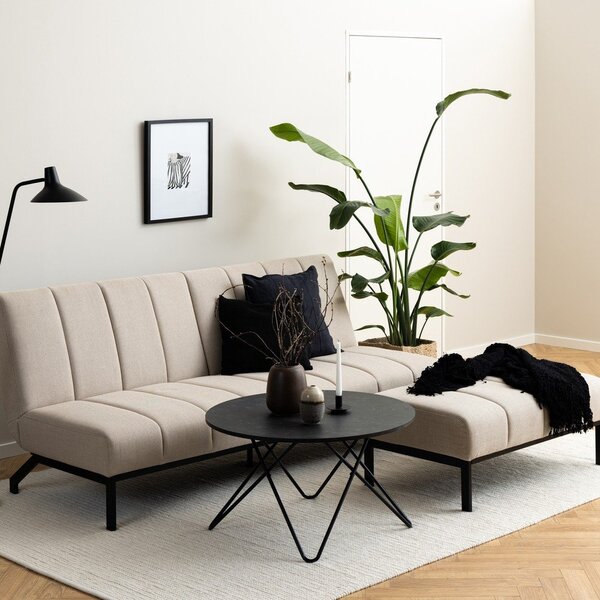 Tavolino rotondo nero con piano in marmo ø 80 cm Wyre - Actona