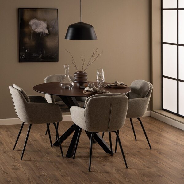 Sedia da pranzo beige in imbottito con braccioli Dora – Actona