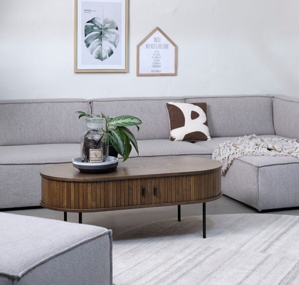 Tavolino in rovere decorato in colore naturale 60x120 cm Nola - Unique Furniture