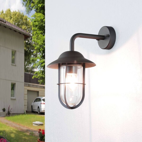 Applique da esterno Maritime "Well Glas Lantern" Metallo neroLampada da parete in vetro Balcone Terrazzo Giardino
