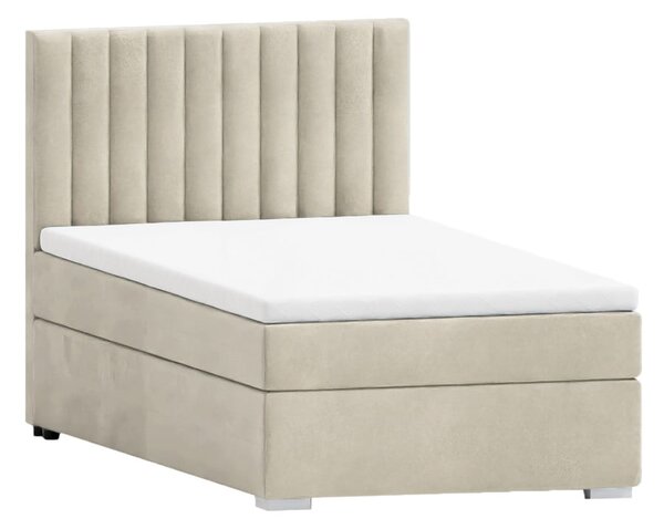 Letto singolo imbottito con contenitore beige con materasso e topper inclusi 100x200 cm Bunny – Ropez