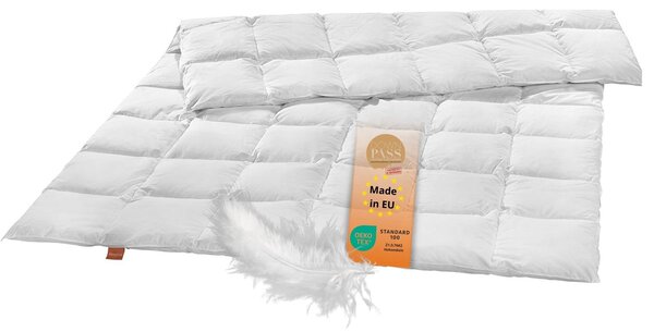 Coperta in piumino 155 x 220 cm, imbottitura in 100% piumino, rivestimento in 100% cotone, lavabile, ideale per un sonno confortevole