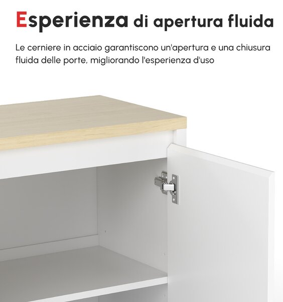 HOMCOM Mobile Multiuso con Armadietto a 2 Livelli in Truciolato e Ripiano regolabile, 80x37x75cm|Aosom
