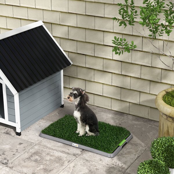 Toilette per Cani da Interno ed Esterno con Prato Sintetico 67x41x3.5cm Verde