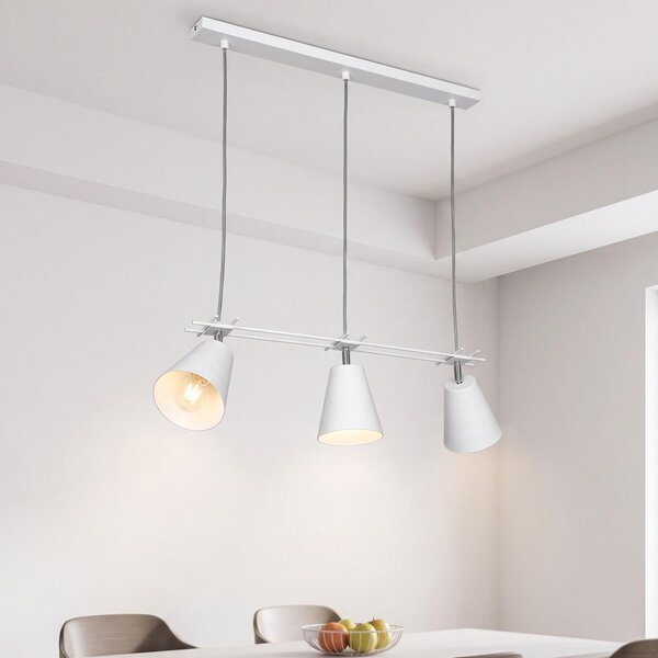 Lampada a sospensione funzionale (profondità fino a: 0,8 m, a 3 luci, moderna, in bianco, paralume a imbuto) faretto a sospensione per la sala da pranzo lampada a sospensione lampada a sospensione lampada a sospensione lampada a sospensione
