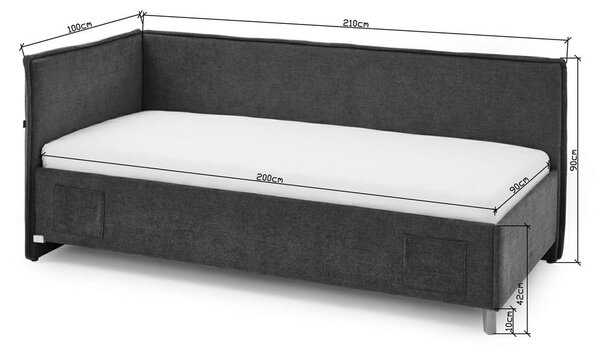 Letto da bambini con sponde beige imbottito con contenitore con rete inclusa 90x200 cm Fun – Meise Möbel