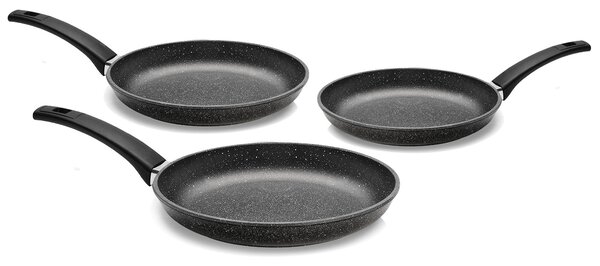 Set 3 Padelle Ø20-24-28 cm in Alluminio Pressofuso Antiaderente Olympia Hard Cook
