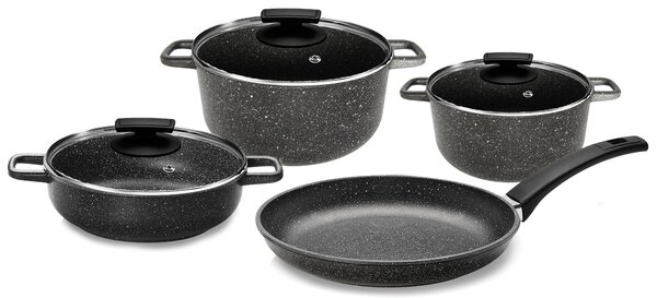 Batteria di Pentole 7 Pezzi in Alluminio Pressofuso Antiaderente Olympia Hard Cook Big