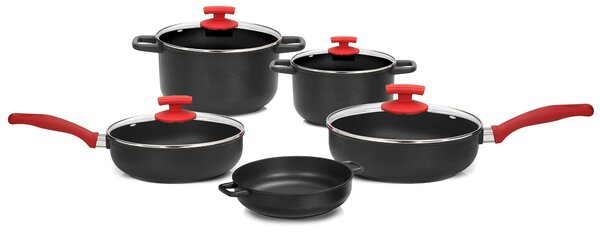 Batteria di Pentole 9 Pezzi in Alluminio Pressofuso Antiaderente Olympia Love