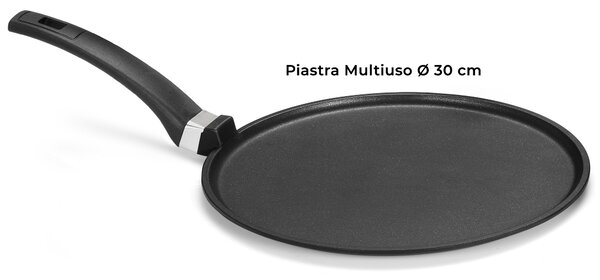 Set 4 Pezzi Bistecchiera + Piastra Multiuso in Alluminio Pressofuso Antiaderente Olympia Supreme