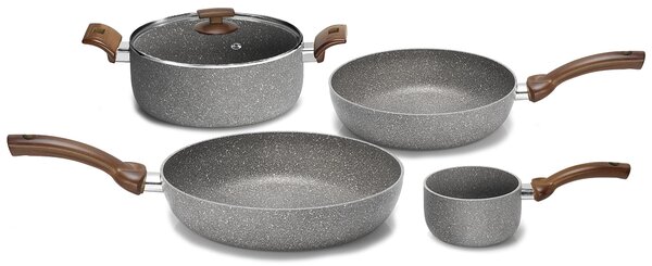 Batteria di Pentole 5 Pezzi in Alluminio Antiaderente Olympia Woody