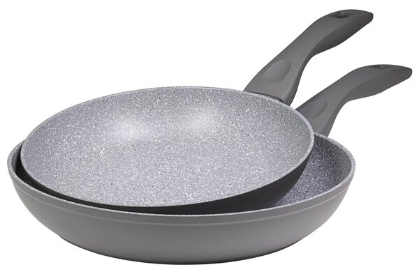 Set 2 Padelle 24-28 cm in Alluminio Forgiato Antiaderente Induzione Collection Rocky Grigie