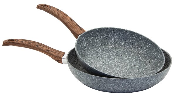 Set 2 Padelle 24-28 cm in Alluminio Forgiato Antiaderente Induzione Collection Gardena Granito