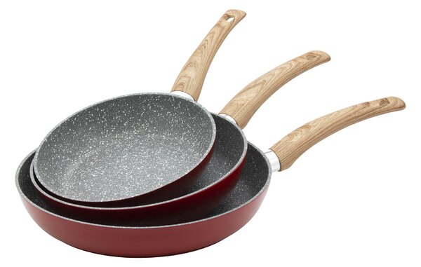 Set 3 Padelle 20-24-28 cm in Alluminio Forgiato Antiaderente Induzione Collection Ortles Rosse