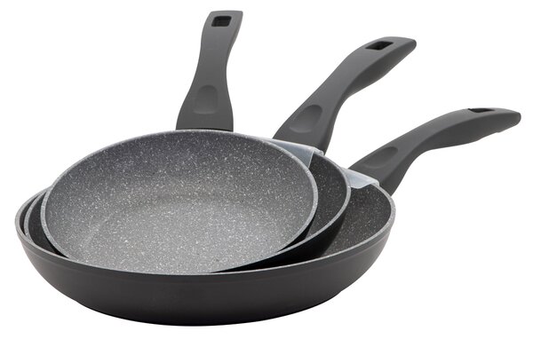 Set 3 Padelle 20-24-28 cm in Alluminio Forgiato Antiaderente Induzione Collection Rocky Grigie