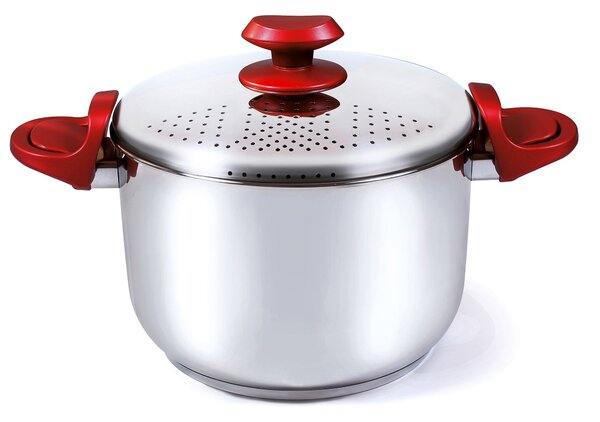 Pentola Colapasta Ø22 cm in Acciaio Antiaderente Induzione Collection Cuociscola Acciaio/Rosso